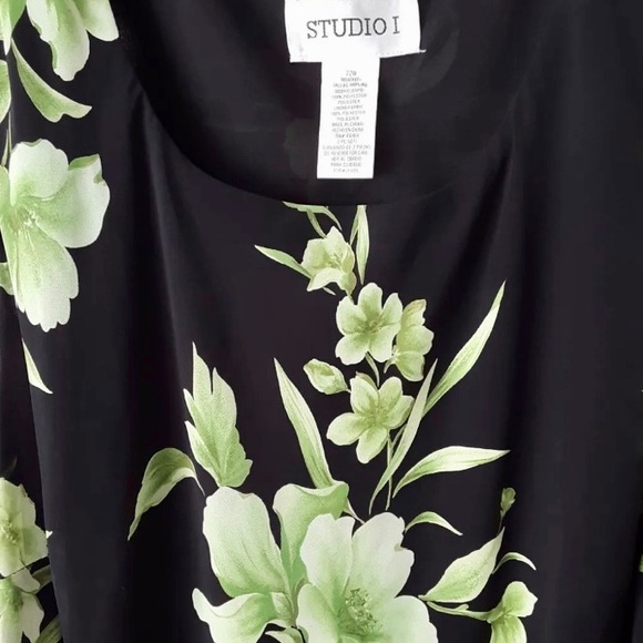 Plus Size Studio I Black/Green Floral Flowing Sleeveless Maxi Dress Size 22W - Picture 4 of 7